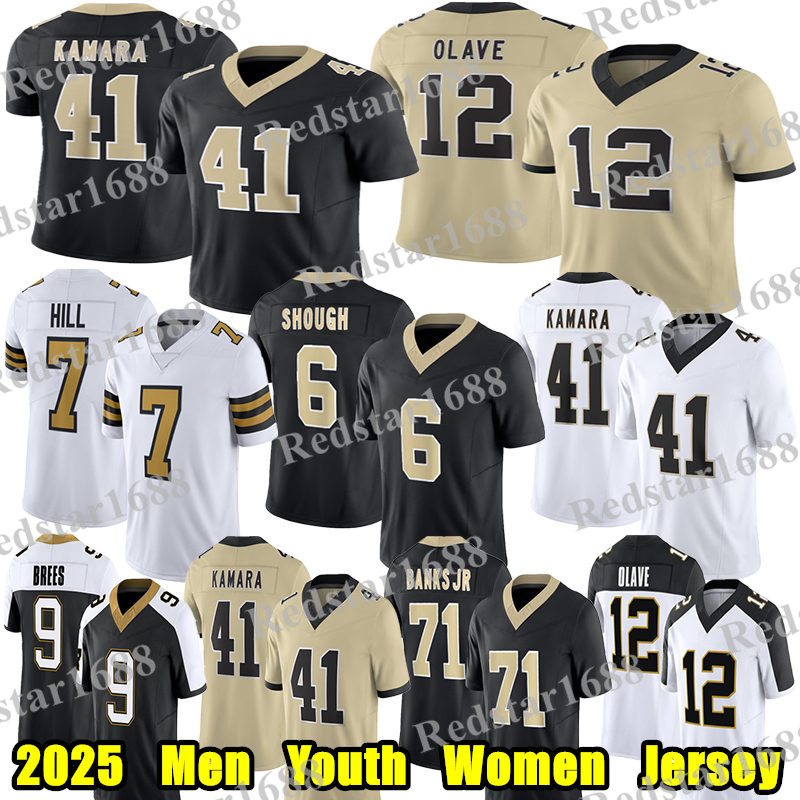 #71 Kelvin Banks Jr Football Jersey #41 Alvin Kamara Taysom Hill Kool-Aid McKinstry Spencer Rattler Cesar Ruiz Chris Olave Carr Edwards-Helaire Tyler Shough jerseys