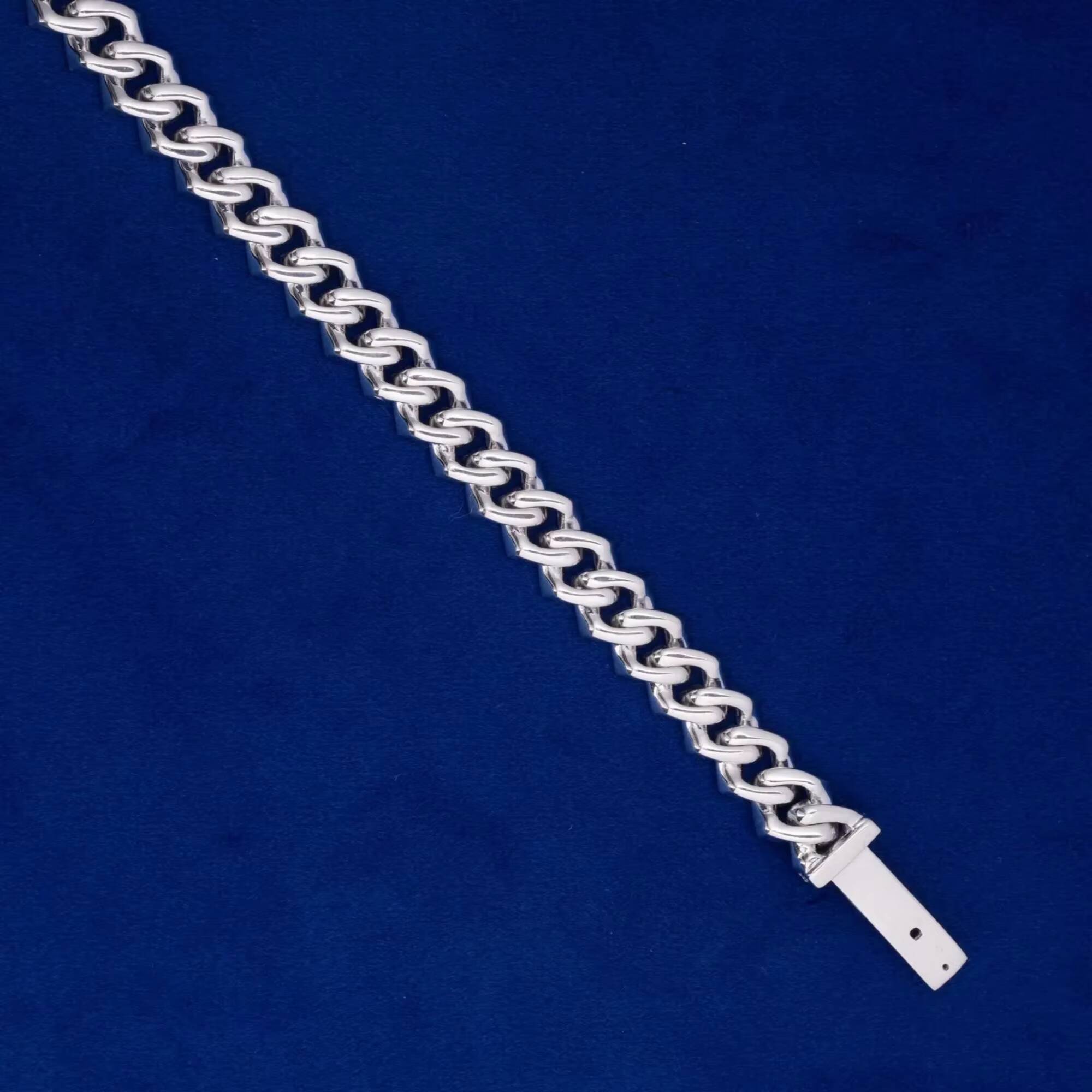 10mm 925 Silver Straight Edge Moissanite Cuban Chain GRA Certified Box Clasp Lock 2 Lines for Wedding and Gift