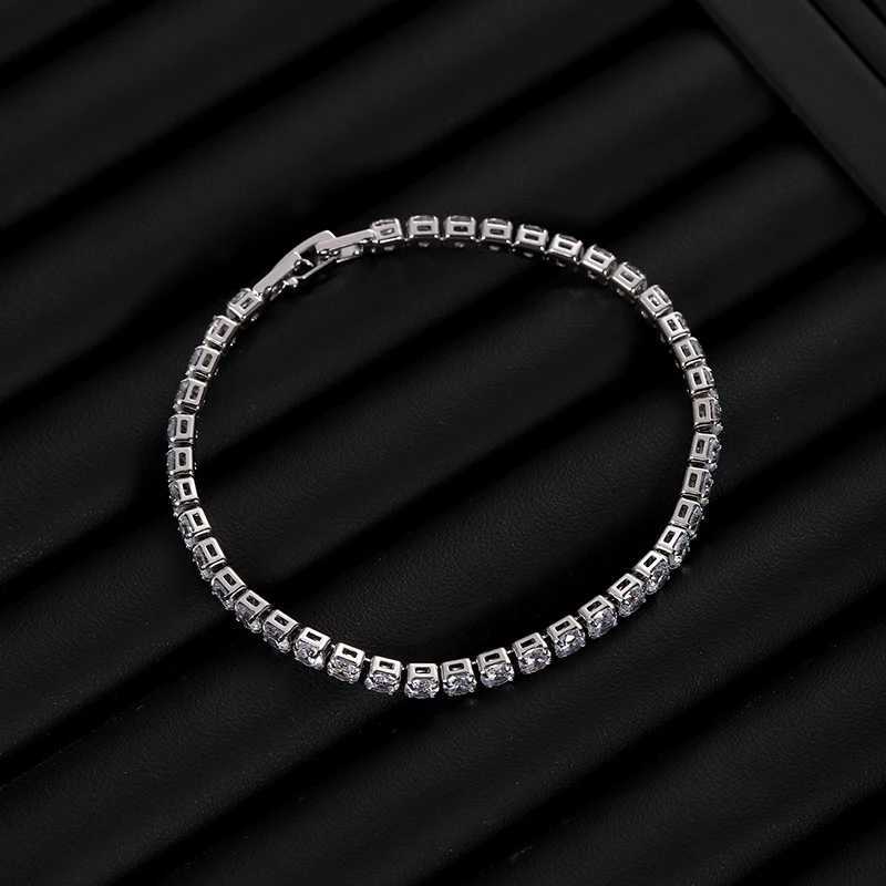 Luxury Hiphop Iced Out 4mm Cubic Zirconia Crystal Tennis Bracelets For Women Men Gold Color Silver Color Bracelet Chain Jewelry W250728