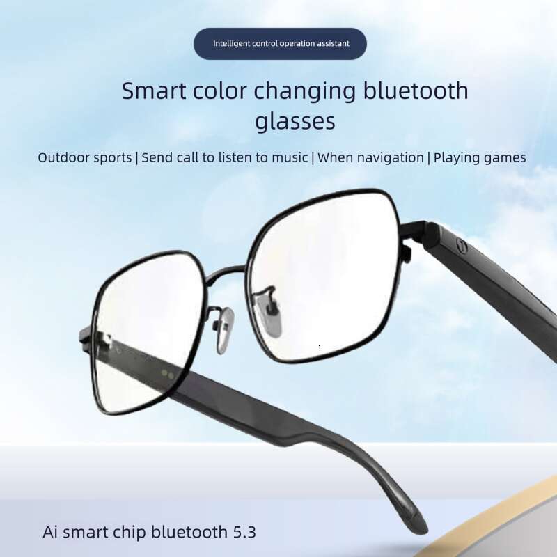Smart Bluetooth Designer Sunglasses Gs11 American Style Metal Double Beam Magnetic Charging Color-Changing Lenses