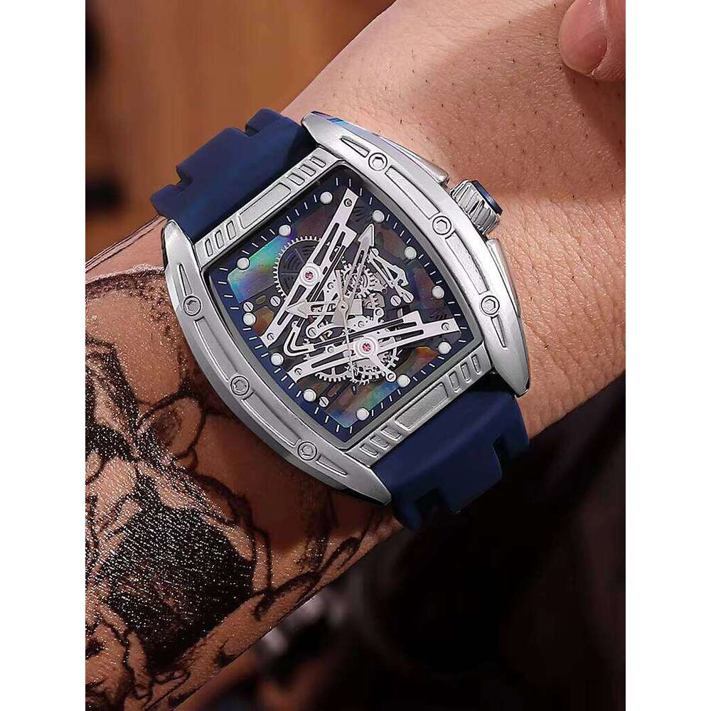 DHgargets MEGIR 338G Skeleton Watch - Fashion Unisex Casual Watch with Luminous Hands, 30M Waterproof, Silicone Strap, Quartz Movement