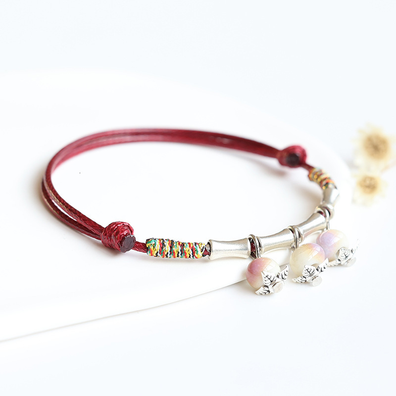 Bamboo Knot Bracelet for Women Artistic Woven Bracelet Jingdezhen Ceramic Bracelet Porcelain Bead Jewelry Friend Small Accessories 250726