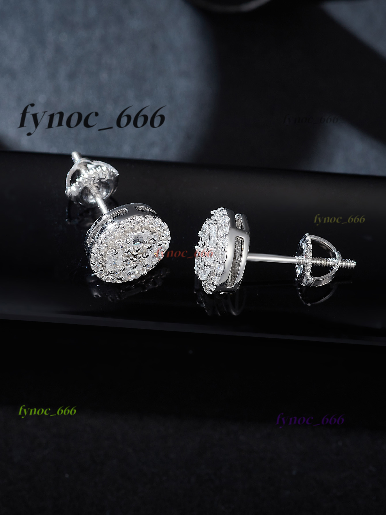 Luxury 925 Sterling Silver Moissanite Earrings Round Baguette Cut Iced Out Floral Pattern Moissanite Stud Earring for Men Women