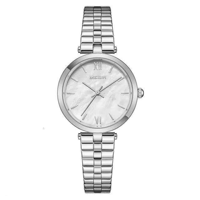 MEGIR Women's Elegant Quartz Watch - Mother of Pearl Dial, Stainless Steel, Waterproof, 32mm Dial Watch- Bulk Wholesale Girls Watch