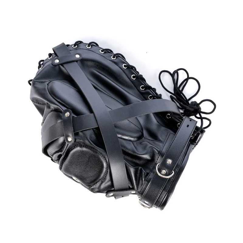 Fetish Full Head Hood Couple Adult Cosplay Games PU Leather Sexy Mask Hood Halloween Party Bondage Face Cover Role Play Costumes XJ250728