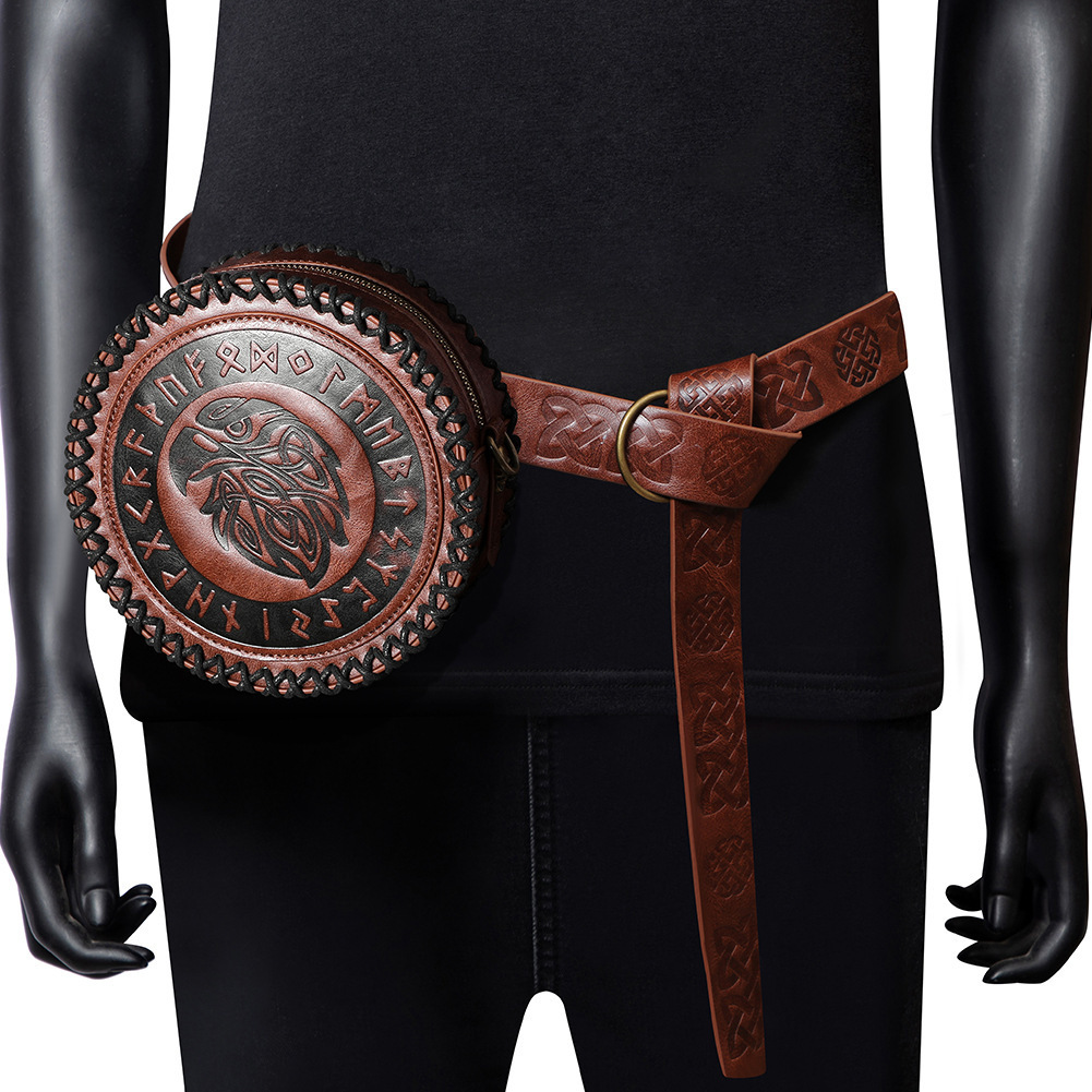 Medieval Viking Belt Woven Coin Purse Knight Embossed Waist Bag ddmymoon