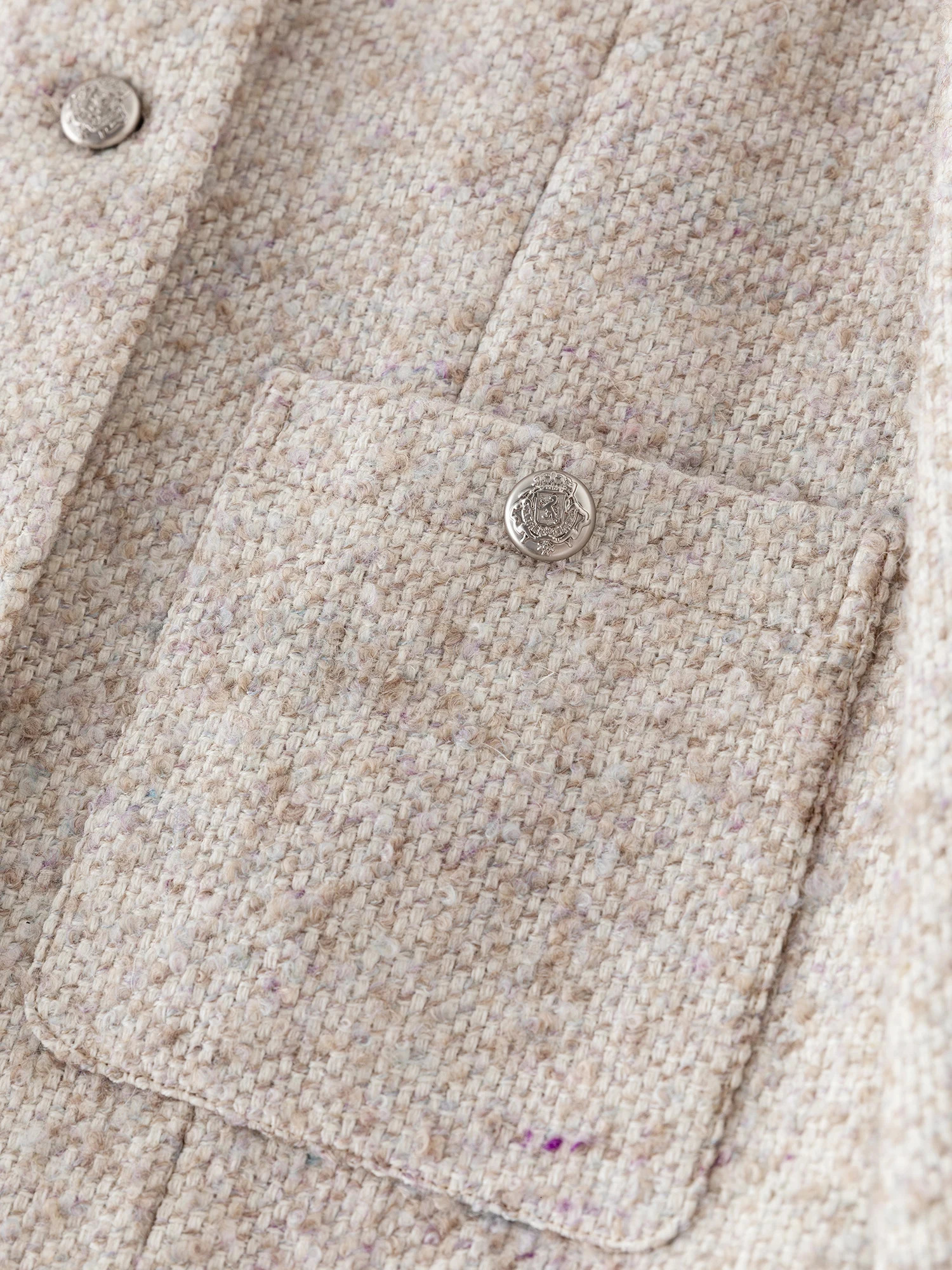 146% Wool Women Tweed Jacket Temperament VNeck Female Autumn Short Full Sleeve Single Breasted Coat 24ZQ94201 250728