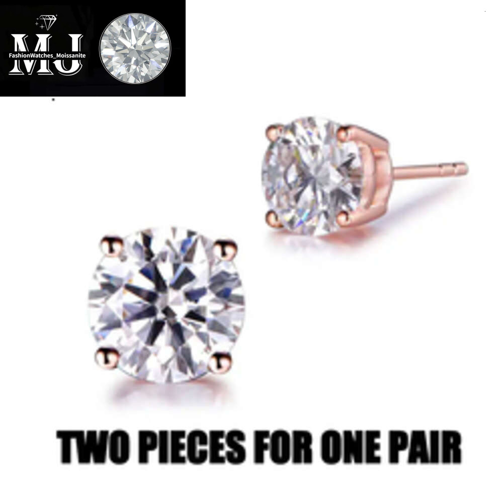 .25 0.5 1 2 4 5 Carat Moissanite Stud Iced Out Round Cut Screw Back Sier 10k 14k Gold Vvs Dia Fine Jewelry Earring