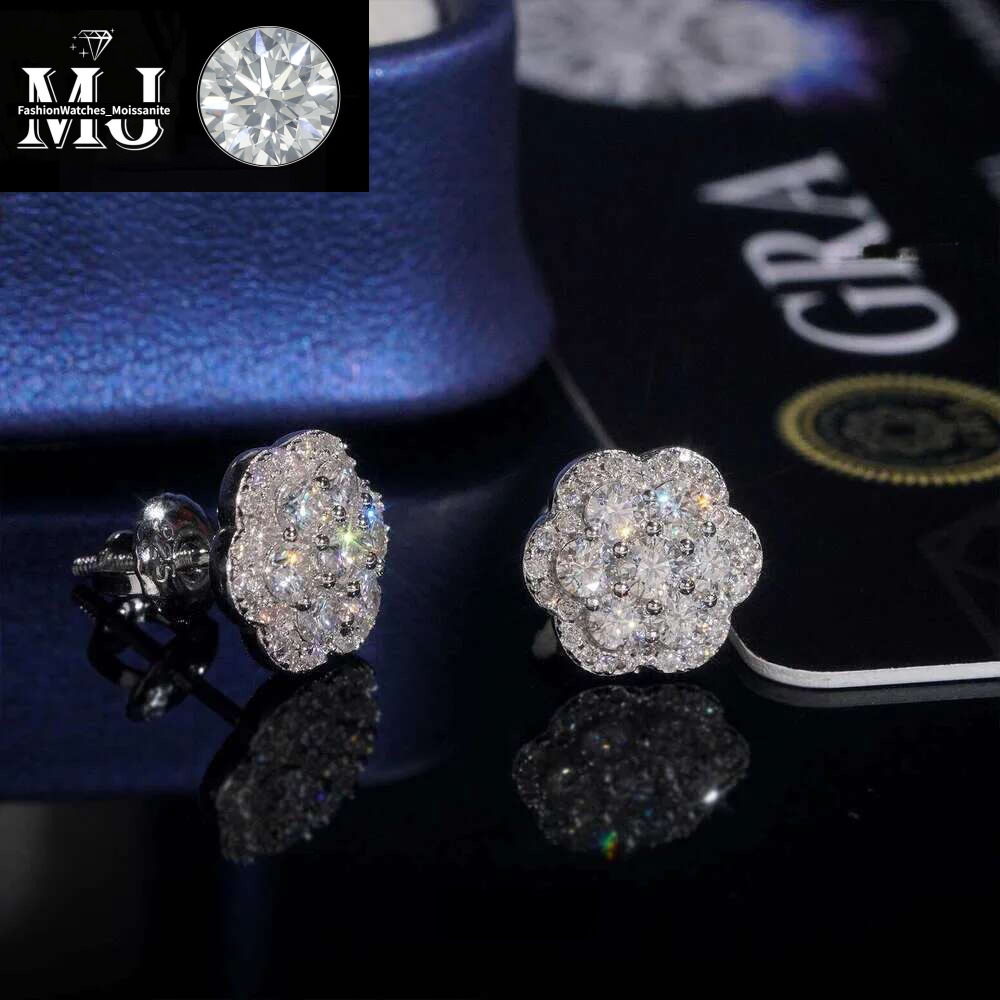 Elegant Dazzg Trendy wer 10MM Moissanite Dia Ear Studs For Men Women Hip Hop Jewelry Fine Earrings 10K Solid Gold