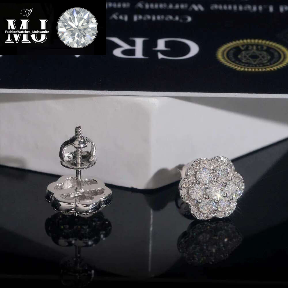 Elegant Dazzg Trendy wer 10MM Moissanite Dia Ear Studs For Men Women Hip Hop Jewelry Fine Earrings 10K Solid Gold