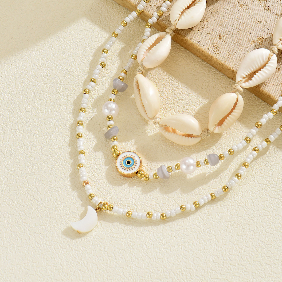 Beach Vacation Style Shell Light Niche Design White Rice Pearl Jewelry Necklace Set for Women Jewelry for Women