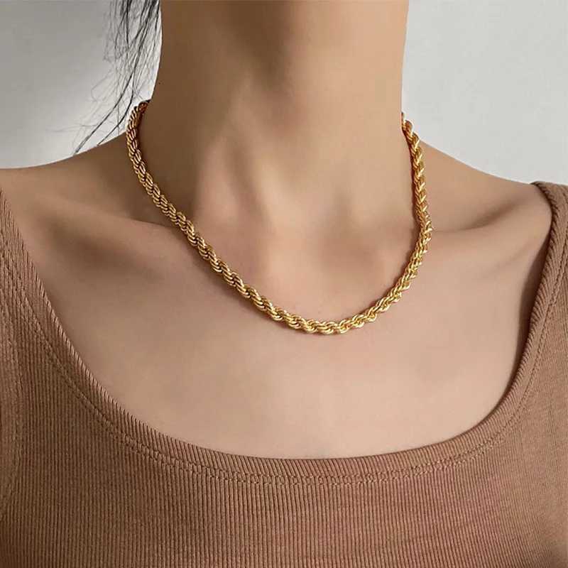 5mm Stainless Steel Gothic Metal Twisted Rope Chain Necklaces Simple Mens and Womens Necklaces Jewelry Wholesale XJ250708