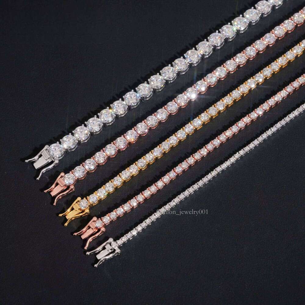 High-Quality Pass Drill Tester Hip-Hop Pure Sier 2mm Silicon Stone Tennis Chain Bracelet