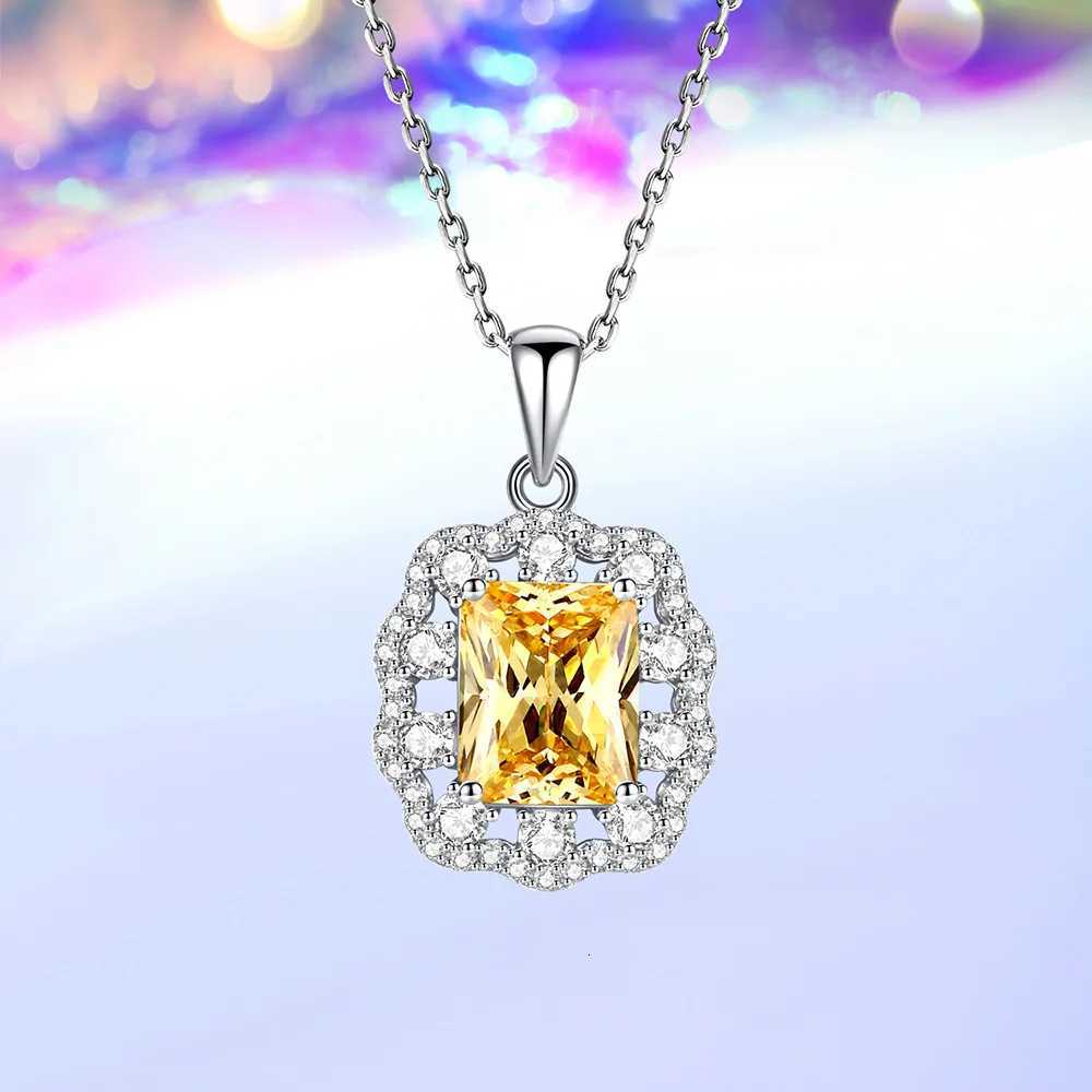 925 Sterling Silver Princess Cut Pendant Necklace for Women Square Bag Style Fashion Jewelry Z250910