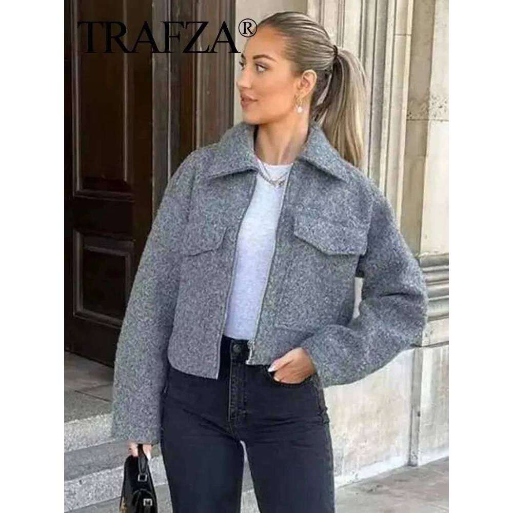 hoodie Women Autumn Casual Solid Jacket Zipper Fashion Lapel Long Sleeve Coat With Front Flap Pocket Female Chic Grey Outwear jacket