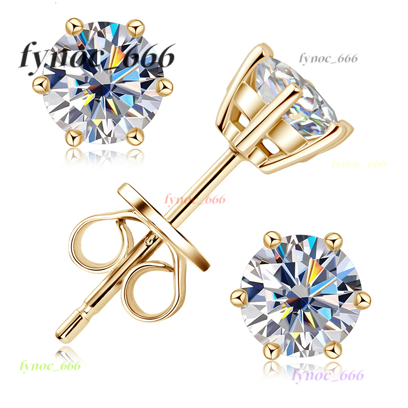 Moissanite 0.5CT 1CT 2CT 3CT Gold Plated 925 Sterling Silver Vvs Moissanite Stud Earrings With Gra Certificate