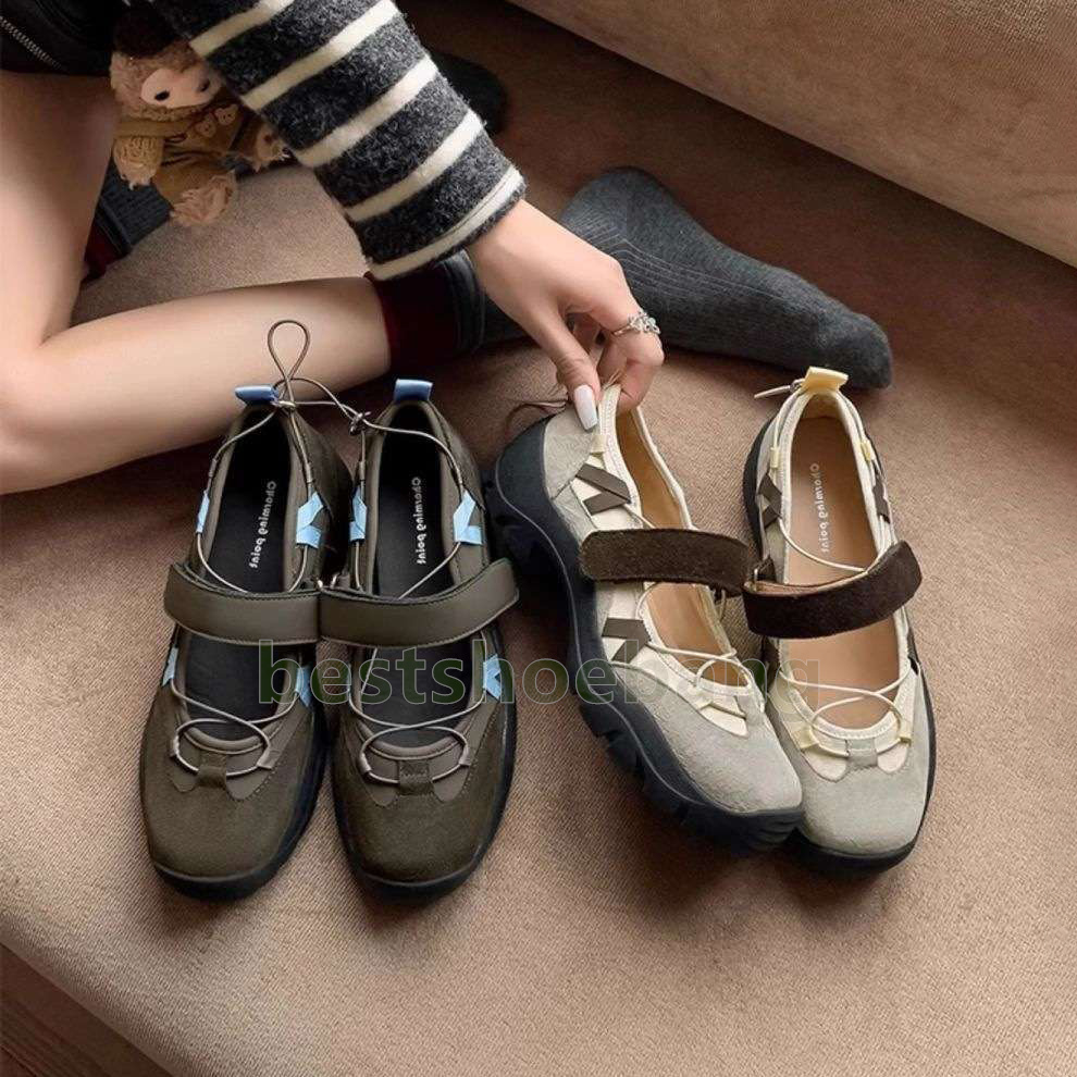 designer running shoes thick sole trainers womens sneakers retro patchwork velcro round-toe durable casual ballet style outdoor shoes