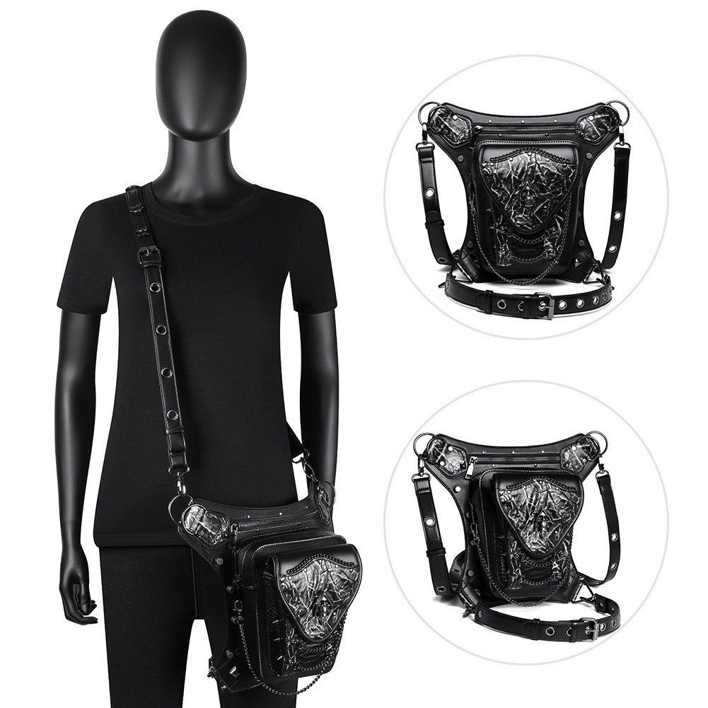 New Steampunk Skull Chain Motorcycle Women's Shoulder Crossbody Mobile Phone Waist Bag Men ddmymoon