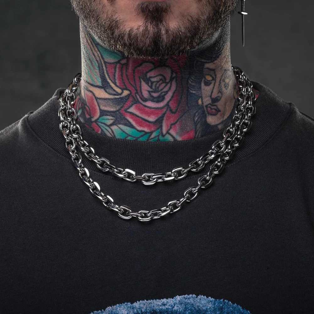 8mm Chunky Beveled Cable Link Chain Necklace Stainless Steel Grunge Jewelry Punk Gothic Necklace Gift for Him XJ250708
