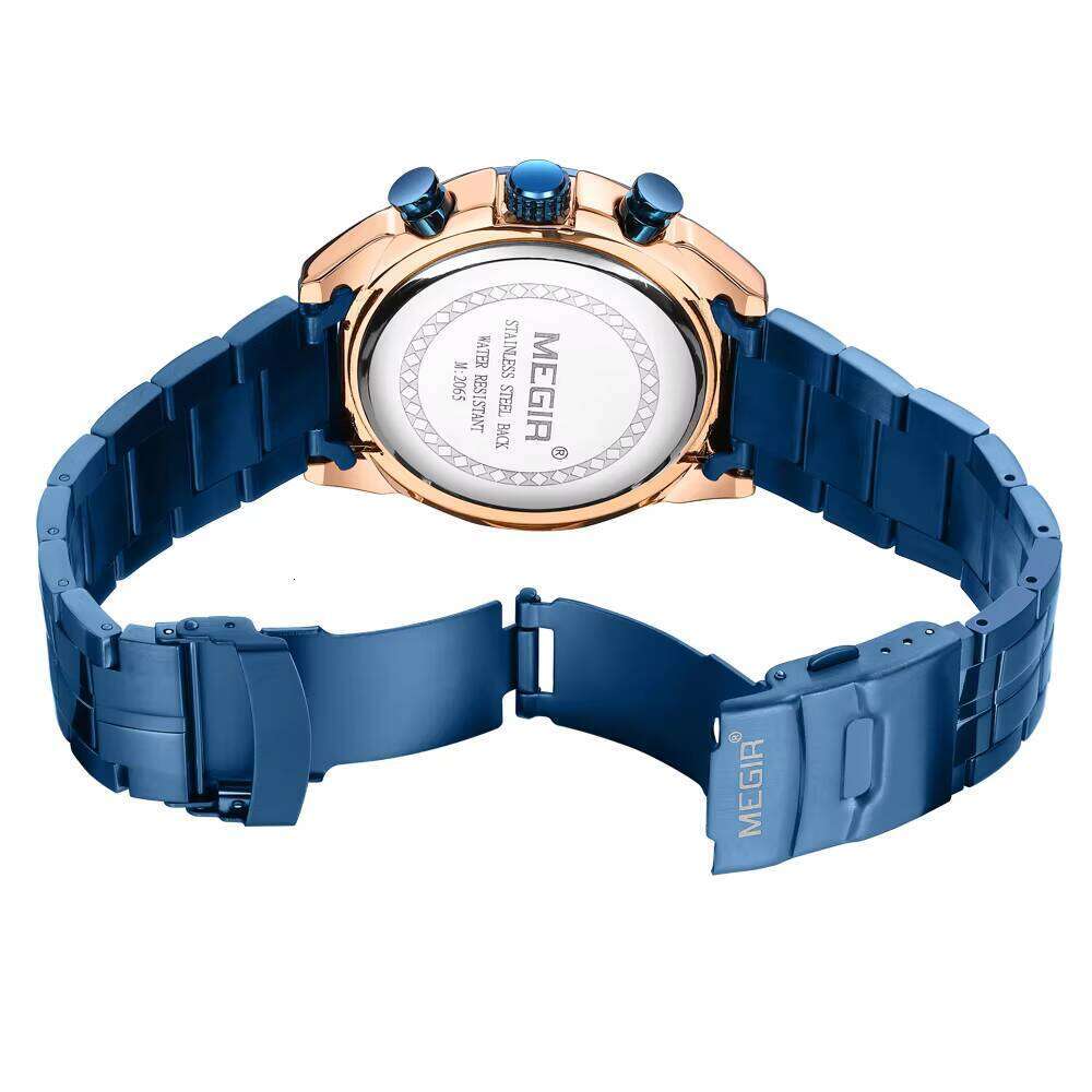 MEGIR Men's Chronograph Watch - 47mm Stainless Steel/Silicone, Waterproof, Luminous - Bulk Wholesale Watch