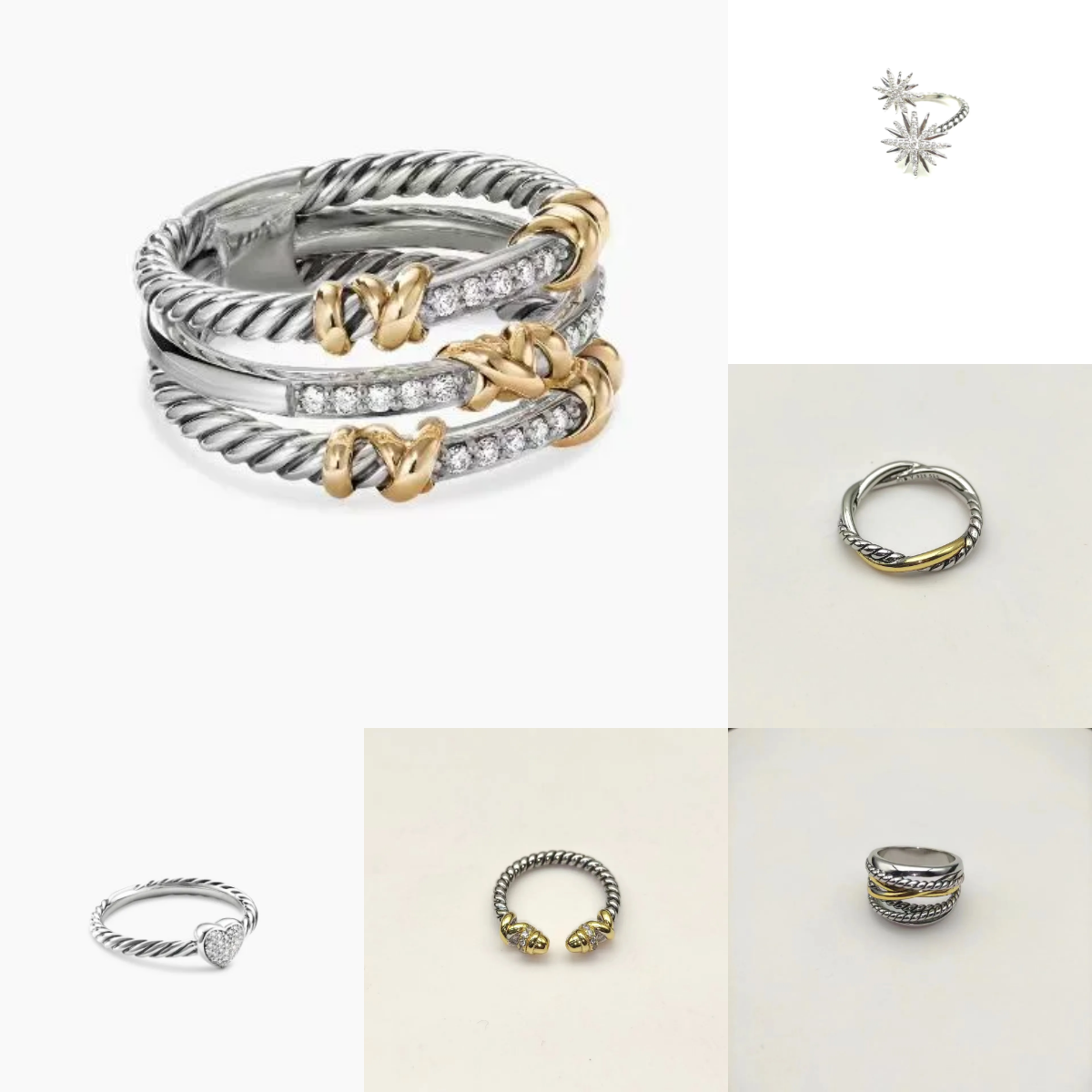 X shape Designer Rings for Men Women Twisted Braided luxury Band Fashion Jewelry 18k gold plated diamond Ring Cable Wire Vintag ring Engagement Gifts