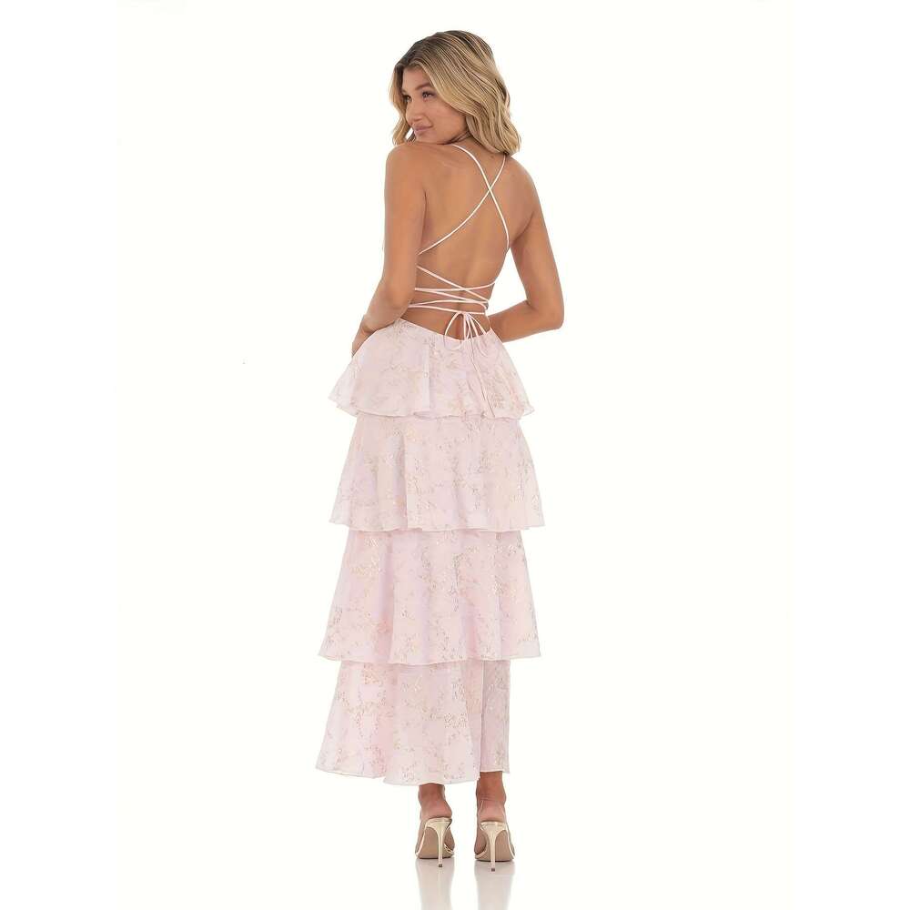 Elegant Off-the Shoulder Sleeveless Maxi Dress with Tiered Ruffles for Evening