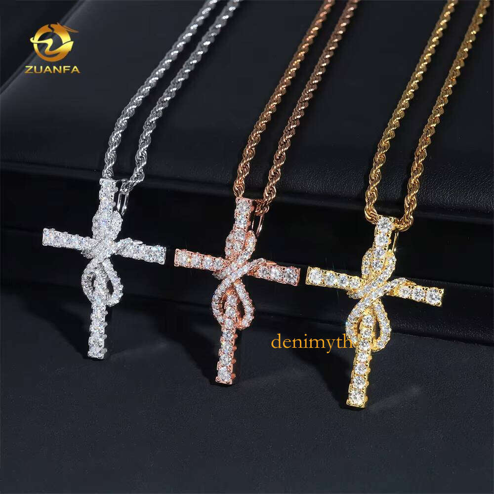 Wholesale Price Ice Out Jewelry Designer Hip Hop S Sterling Sier Vvs Moissanite Dia Cross Pendant for Necklace