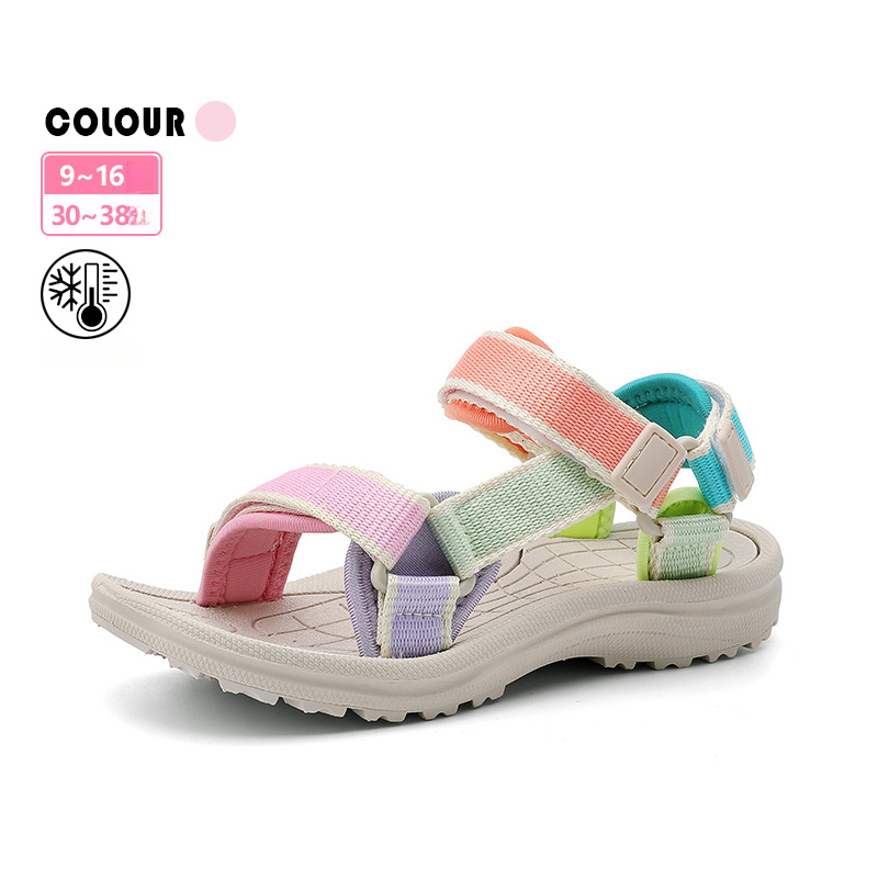 Dopamine Kids Girls Sandals Summer Soft Sole Comfortable Little Girl Princess Children's Open-Toe Beach Shoes Macaron