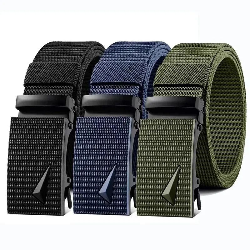 Mens Belt Automatic Metal Buckle Nylon Webbing Outdoor Work Toothless Casual Sports Canvas 250716
