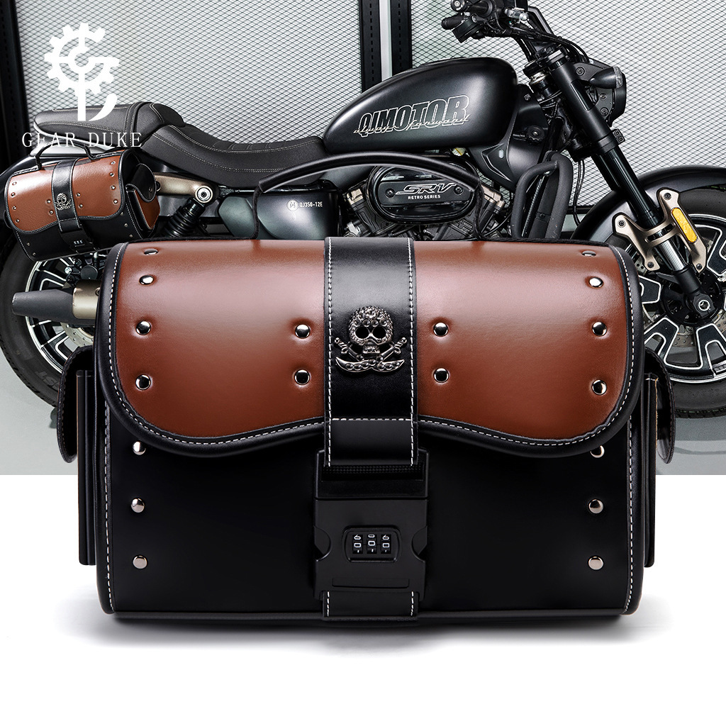 Waterproof Anti-theft Motorcycle Front Bag Punk Style PU Leather Color-blocking Design ddmymoon