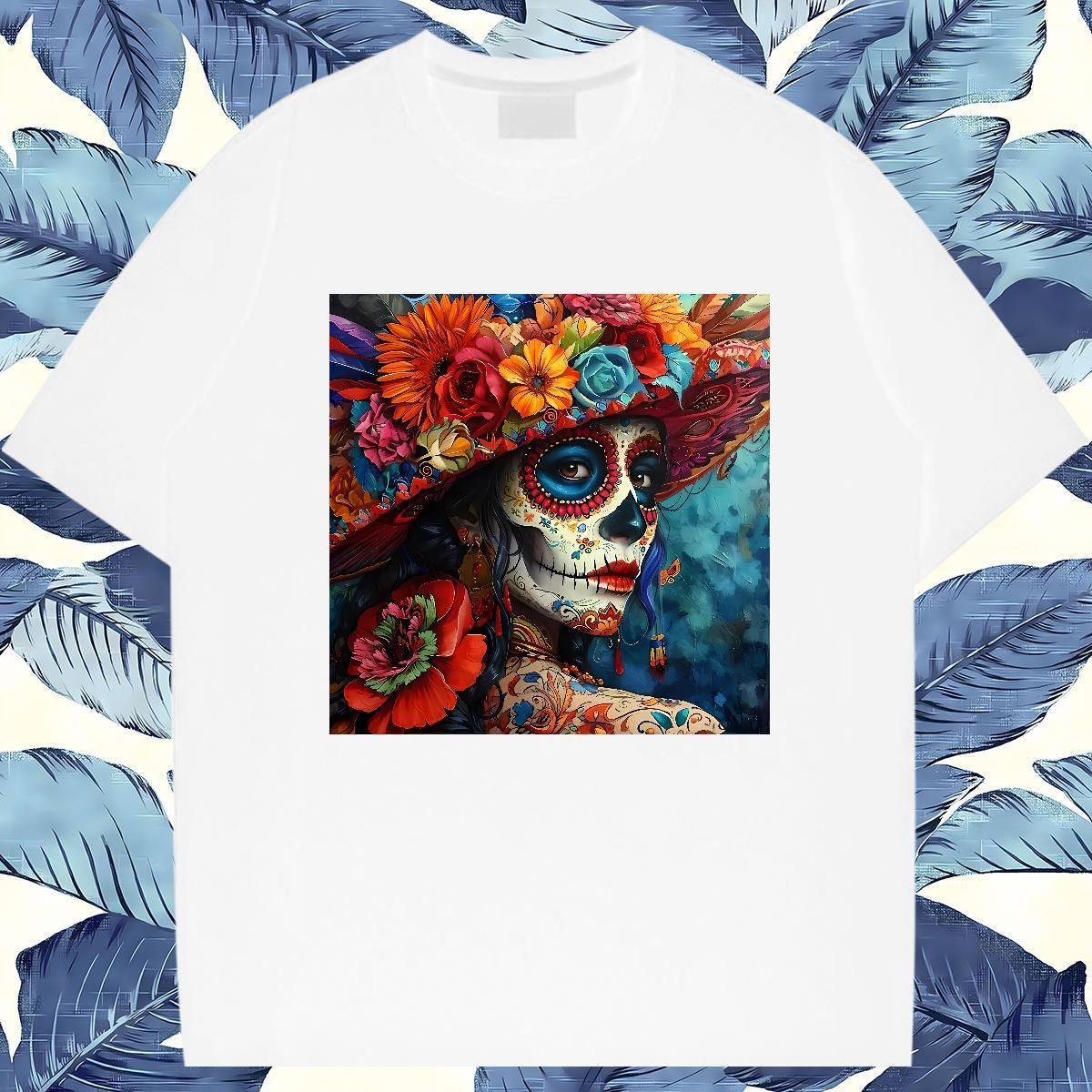Day of the Dead Festival Pattern Printed Designer T-shirts for Male Summer Short-sleeved 100% Cotton Black White Tops 2025 New