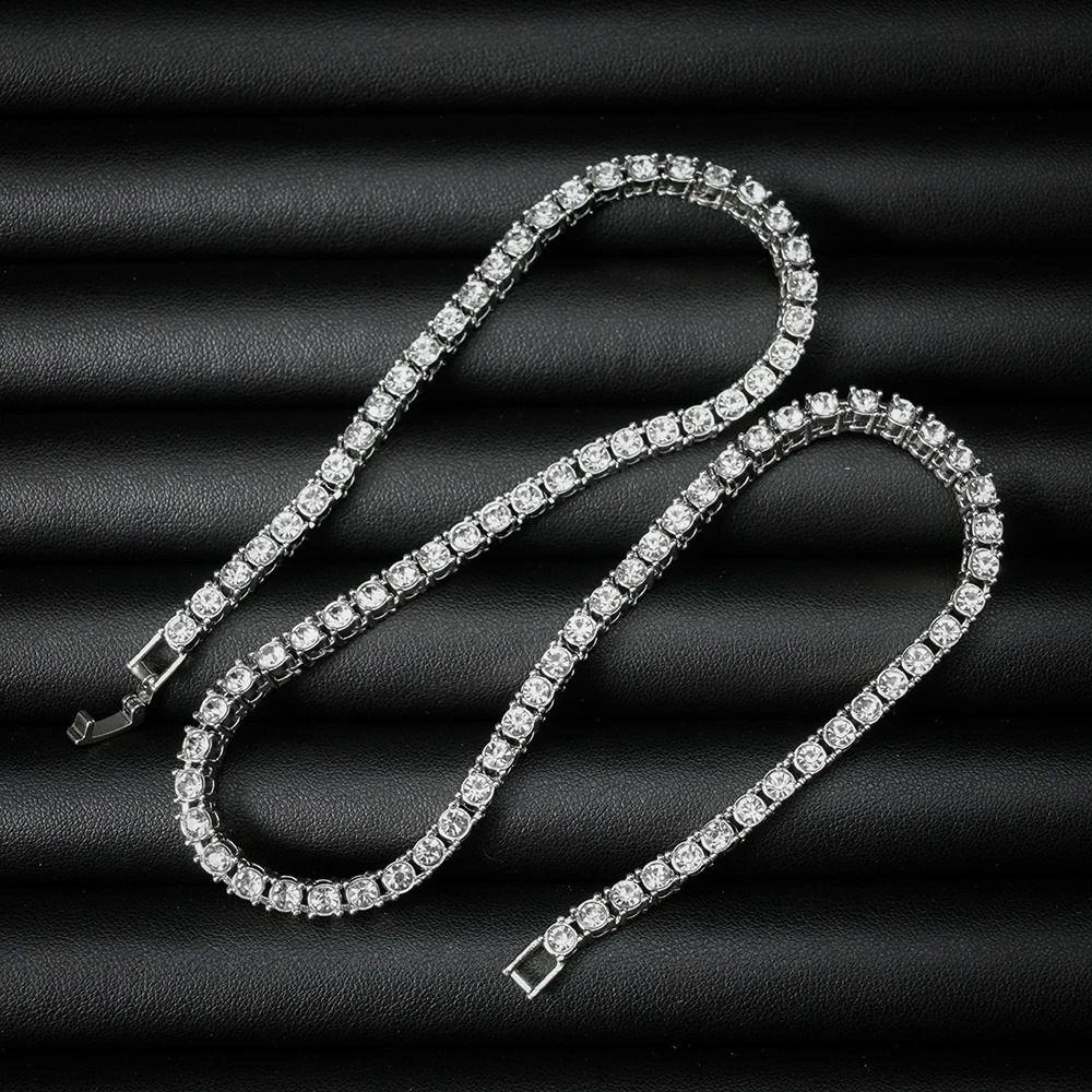 Classical 4MM Tennis Chain Iced Out Bracelet Necklace Men Fashion Hip Hop Jewelry Women 8/16/18/20/24inch Choker Punk Party Gift 250722