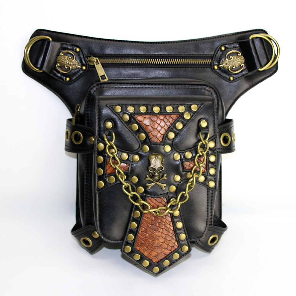 for Women Fashion Chain Color-Block Snake Pattern Rivet PU Women's Crossbody Men's Waist Bag ddmymoon