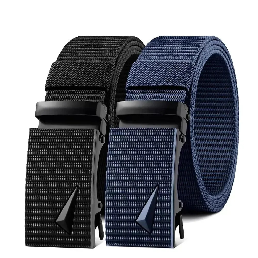 Mens Belt Automatic Metal Buckle Nylon Webbing Outdoor Work Toothless Casual Sports Canvas 250716