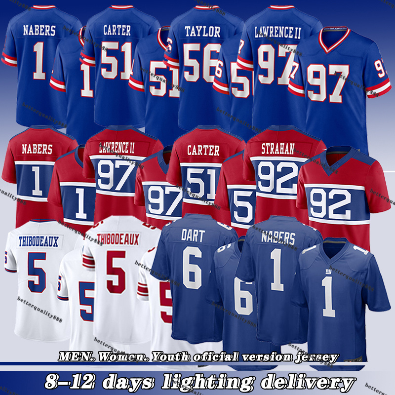 New York city ny Giantss jersey Abdul Carter Malik Nabers Brian Burns Russell Wilson Kayvon Thibodeaux Dexter Lawrence II Taylor Strahan Football Jerseys