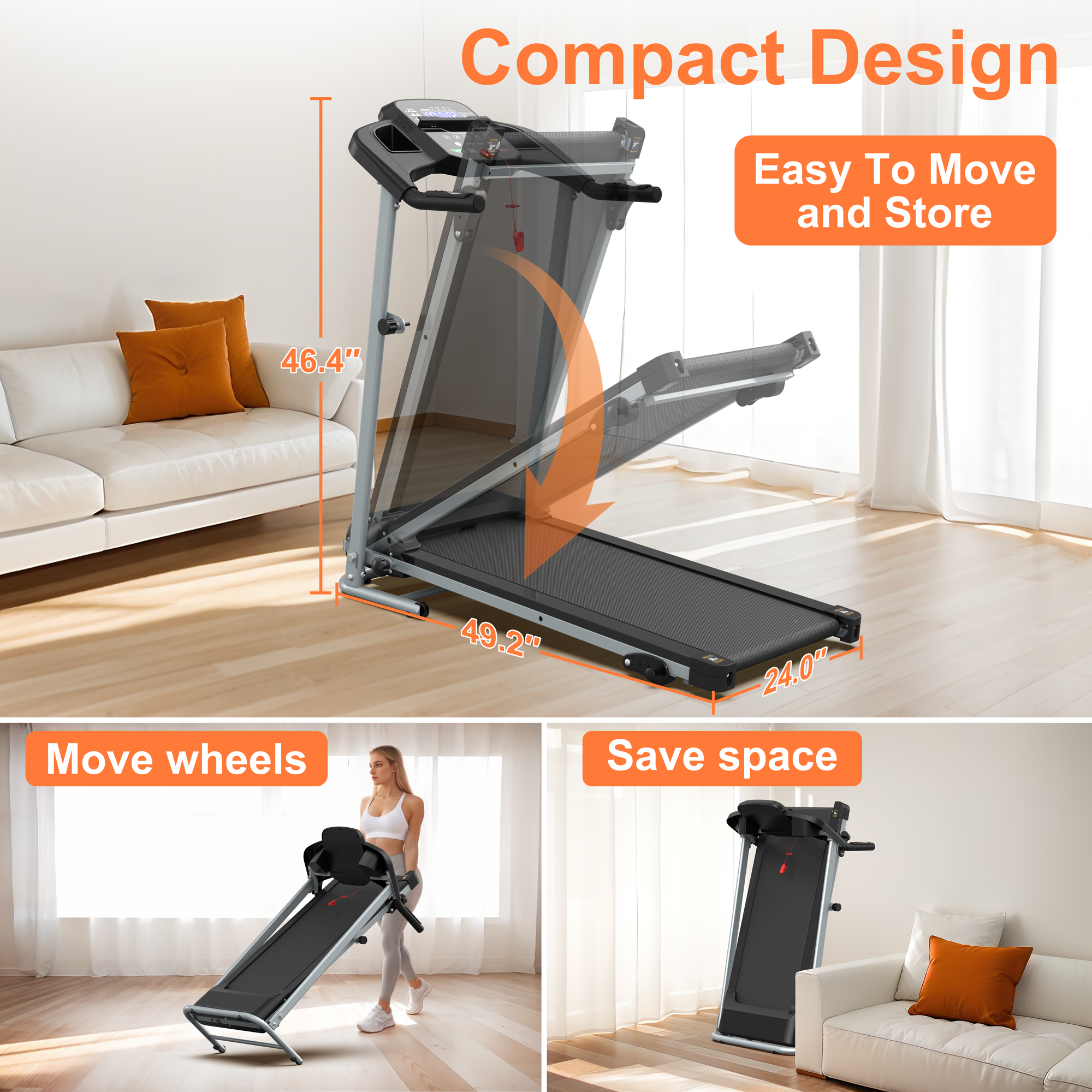 Multi-functional Household Folding Running Machine with Adjustable Speed Settings