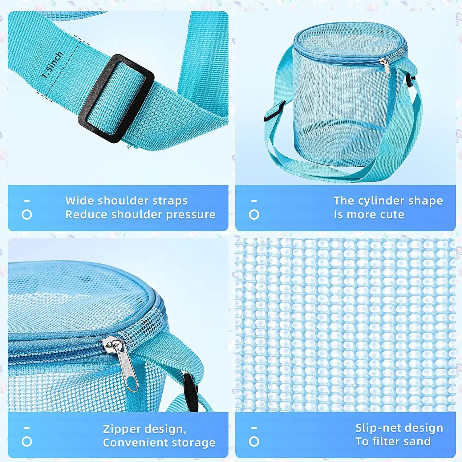 mesh shell storage bag beach three-dimensional circular sand bucket toy sorting and collection bag 250723