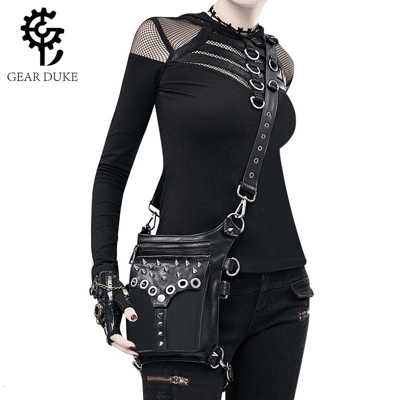 New Style Steampunk Motorcycle PU Casual Waist Outdoor Riding Shoulder Crossbody Bag for Women ddmymoon