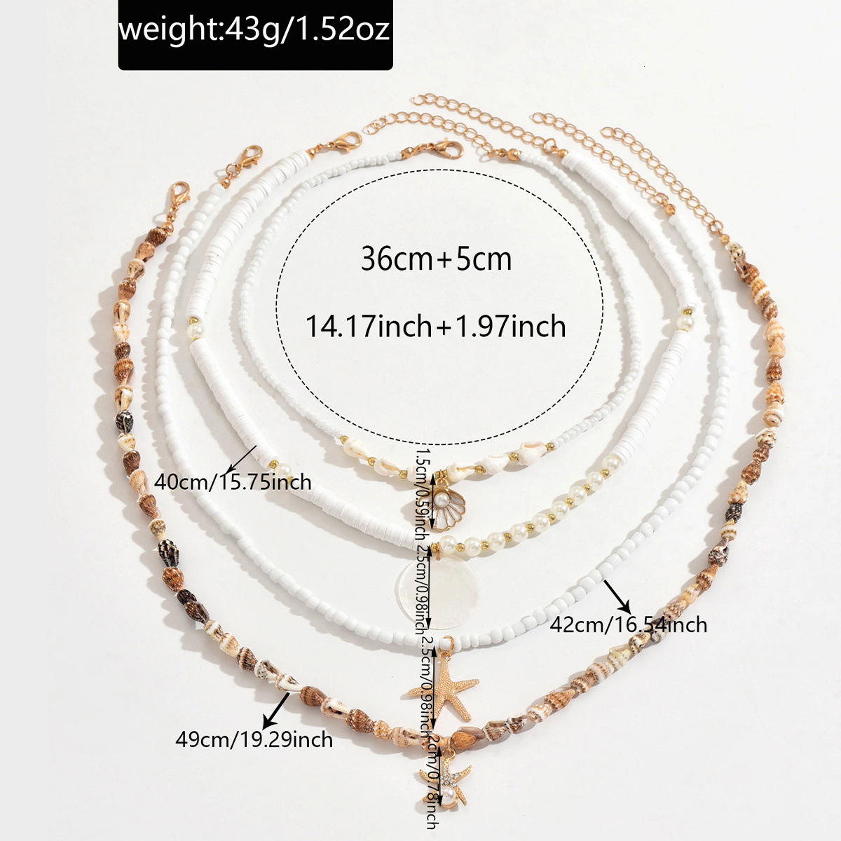 Beach Vacation Style Starfish Shell Pearl Necklace Fashion Layered Beaded Collarbone Chain Set for Women Jewelry for Women