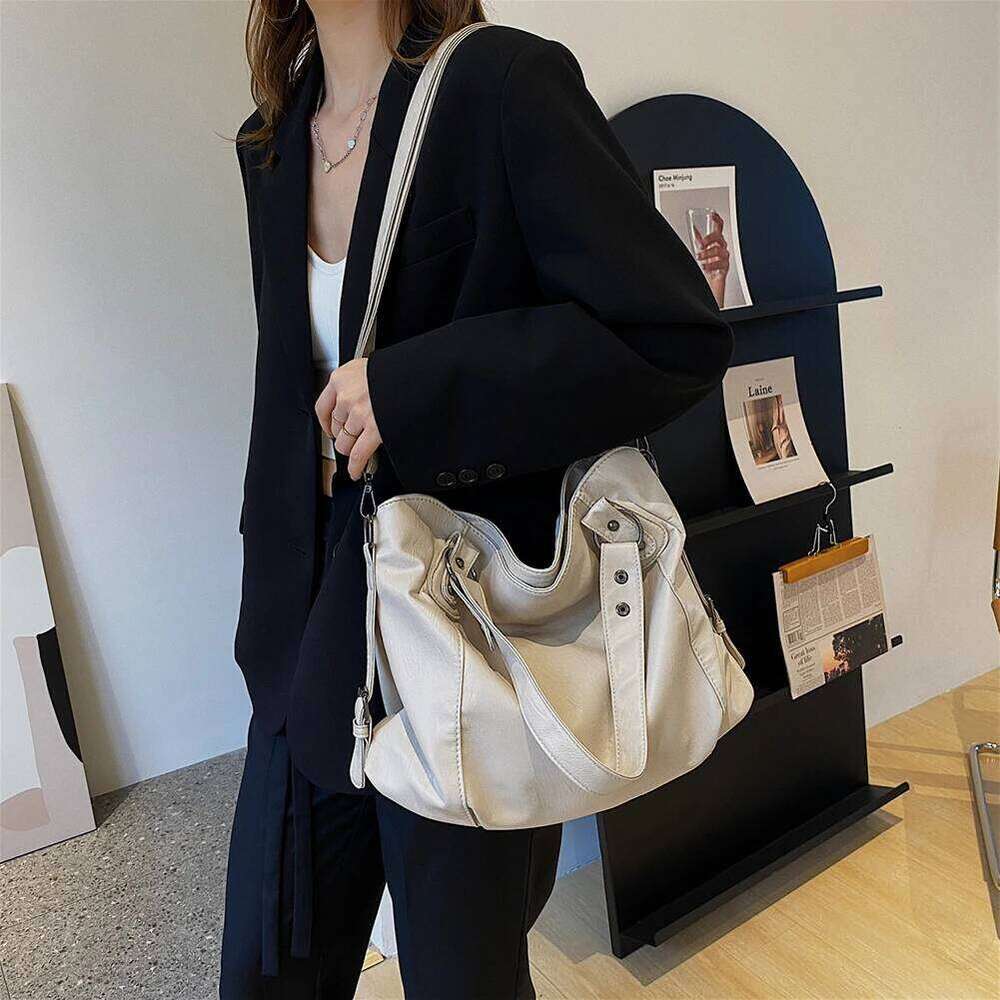 Women Messenger Big Size PU Leather Shoulder Crossbody Casual Retro Solid Color Female Travel Shopper Mommy Tote Bag
