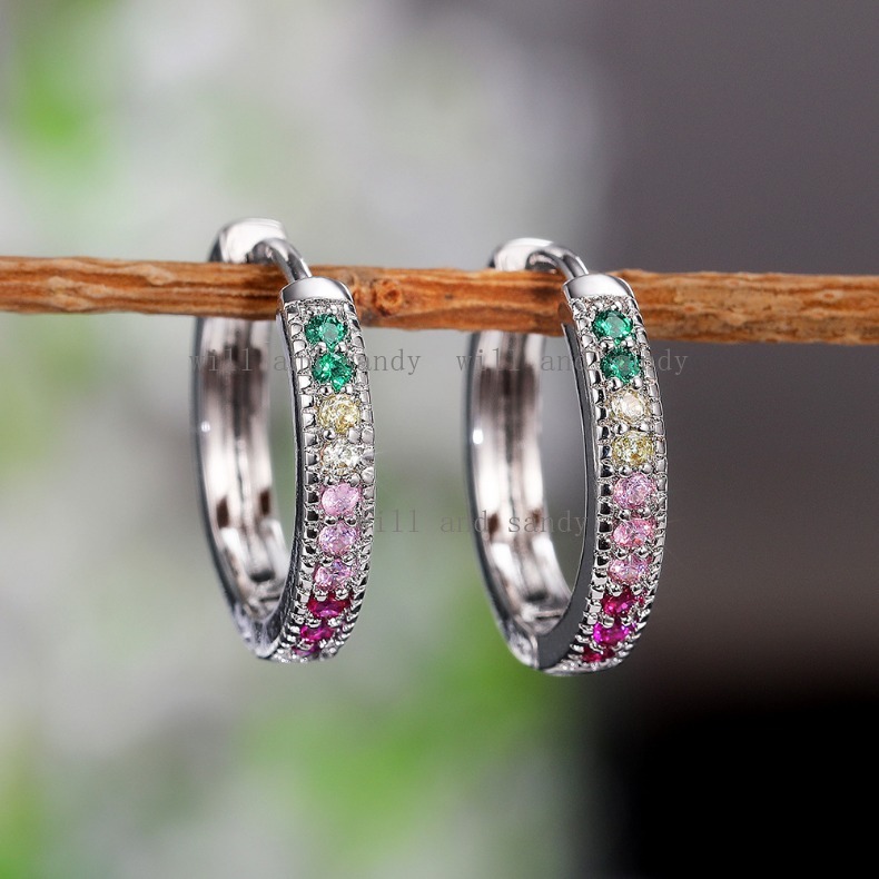 Cubic Zircon Love Heart Diamond Buckle Hoop Earrings Stud Charm Designer Jewelry Silver Gold Iced Out Water Drop Hoop Huggie Ear Cuff for Woman Gift J