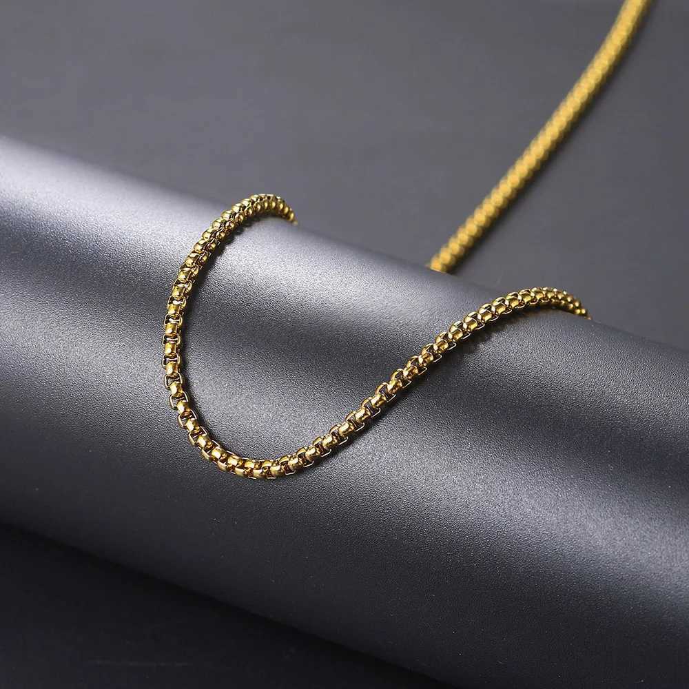 3mm Width 60cm Length Stainless Steel Round Box Chain For Men Boys Square Rolo Necklace Women Hip Hop Jewelry Gifts C021 XJ250708