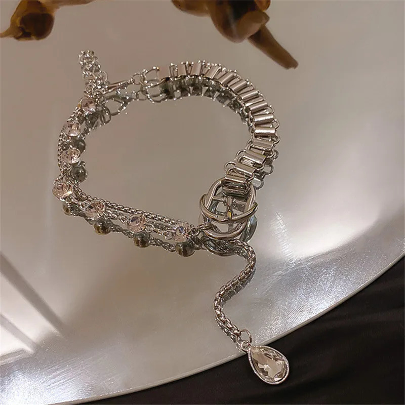 FYUAN Geometric Crystal Choker Necklaces for Women Splicing Chain Button Long Pendant Necklaces Statement Jewelry 250723