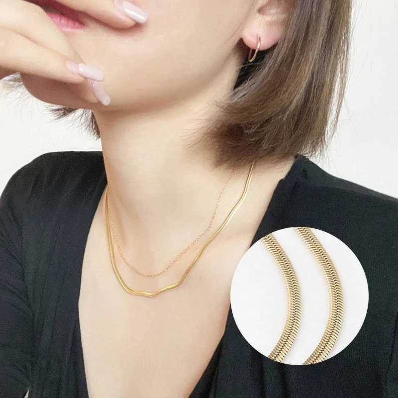 Fashion Unisex Snake Chain Women Necklace Choker Stainless Steel Herringbone Gold Color Chain Necklace for Women Jewelry GiftXJ250708
