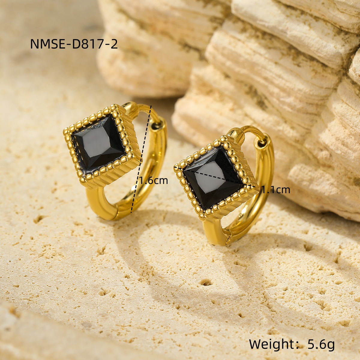 New lightweight luxury stainless steel diamond-encrusted zirconia earrings