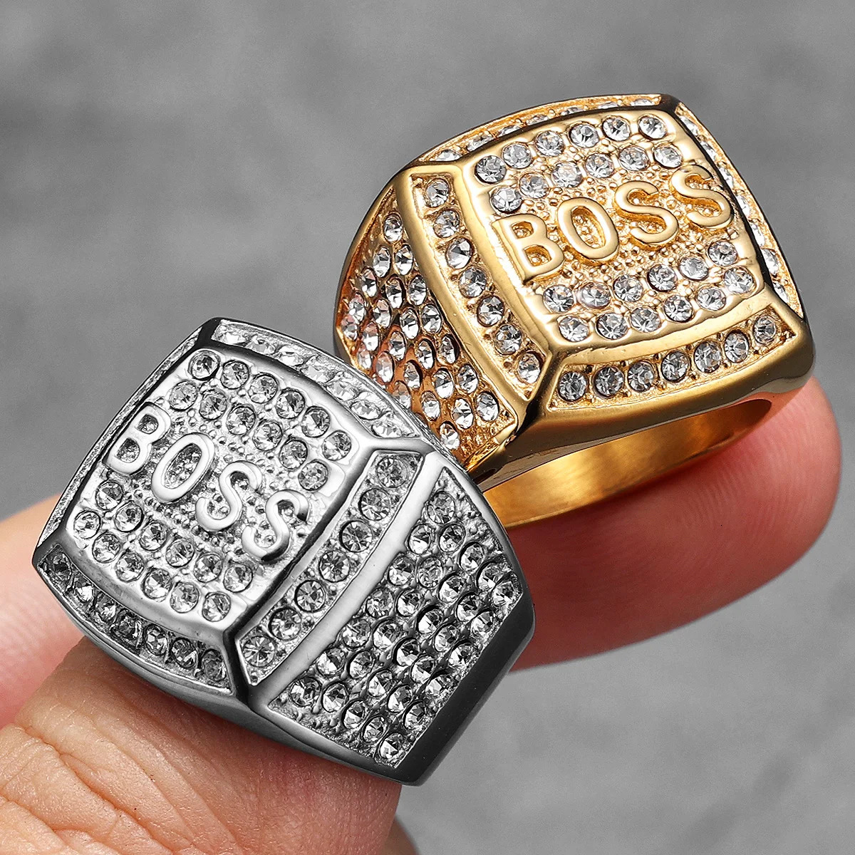 Shiny Gemstone Stainless Steel Men Rings Punk In For Male Women Fashion Jewelry Creativity Gift Wholesale Dropshiping 250723