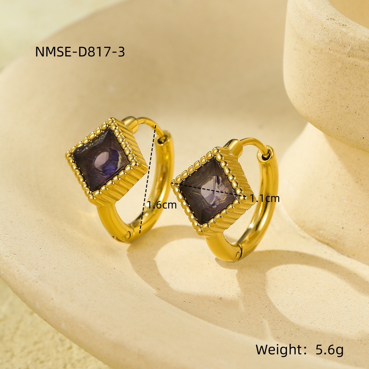 New lightweight luxury stainless steel diamond-encrusted zirconia earrings