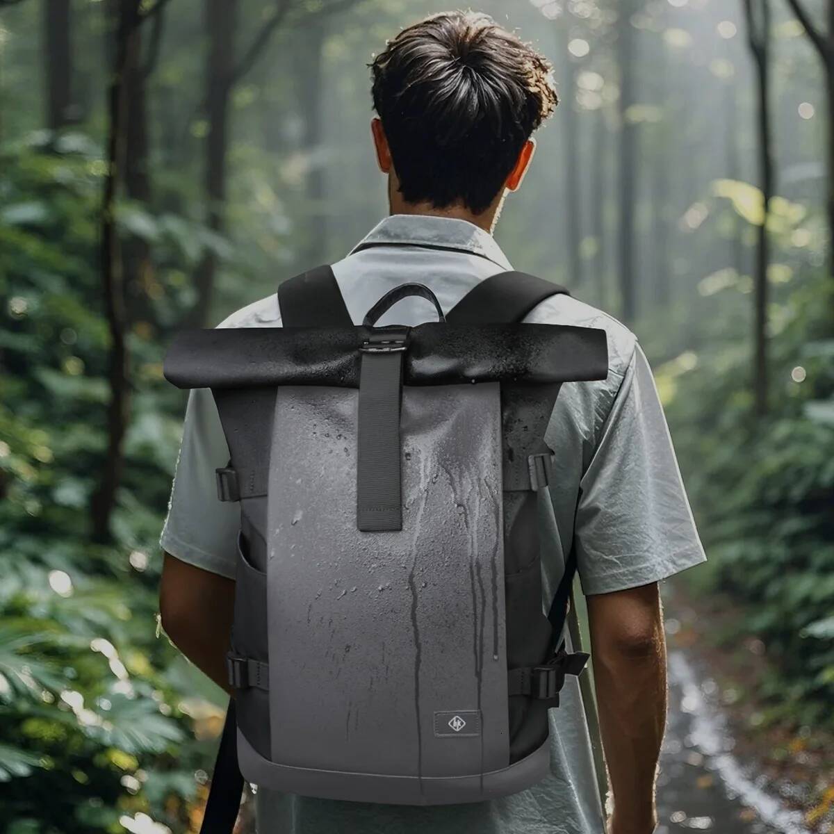 Heroic Knight Roll Top Waterproof Men Big Capacity Business Travel High Quality Oxford Laptop Backpack for 17" high-quality