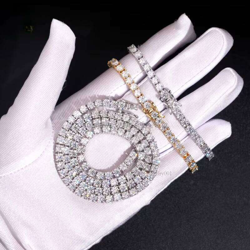 Iced Hip Hop Series Jewelry 4mm VVS Morganite White Certificate Tennis Chain Bracelet Suitable for Both Men and Women