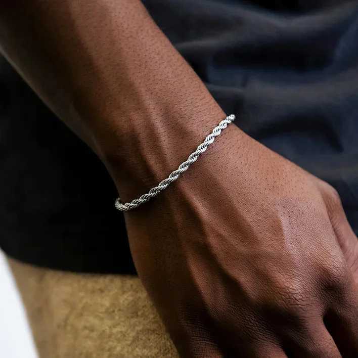 50pcs Vnox Unisex Rope Chain Bracelets for Men Women Stainless Steel Twisted Links Chain Bracelet Simple Classic Jewelry Gift for Him W250728